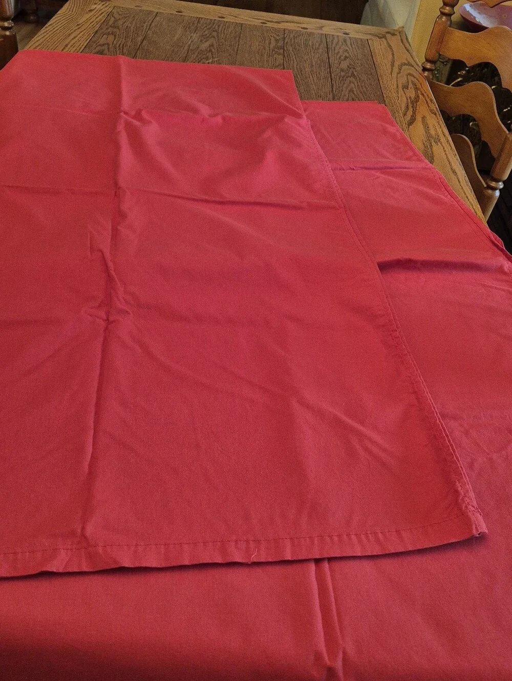 2 Bright Red Fabric Tablecloths - 100